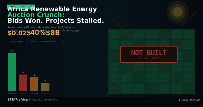 Africa renewable energy auction crunch 2026 — zombie projects and financing gap