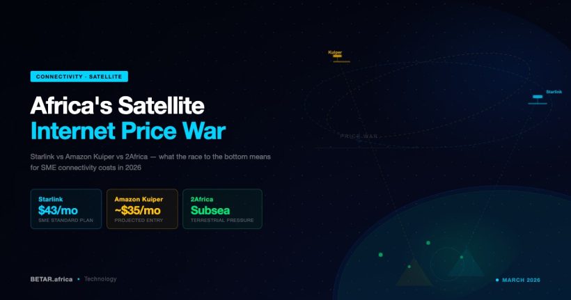 Africa satellite internet price war Starlink Kuiper SME costs 2026