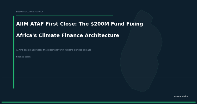 AIIM's ATAF Reaches First Close: The $200M Fund Designed to Fix Africa's Climate Finance Architecture — BETAR.africa
