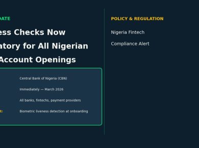 CBN biometric liveness check mandate for Nigerian fintechs account opening July 2026
