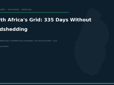 South Africa Eskom grid stability milestone: 335 days without loadshedding, driven by 7GW embedded solar and REIPPPP renewables