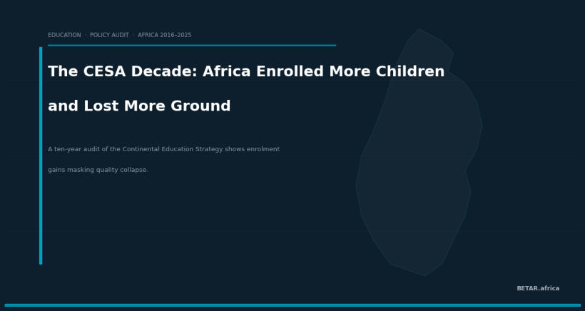 The CESA Decade in Review: Africa Enrolled More Children and Lost More Ground — BETAR.africa
