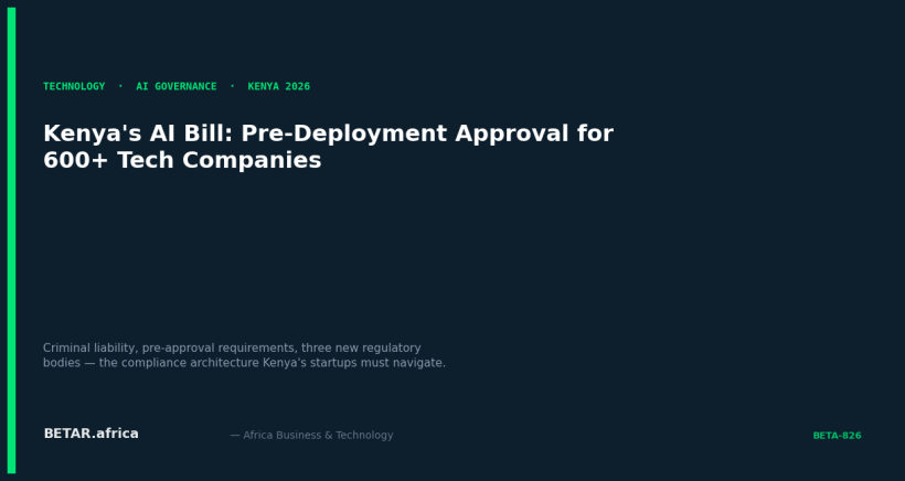 Kenya's AI Bill Would Require Pre-Deployment Approval. Here's What That Means for 600+ Tech Companies. — BETAR.africa