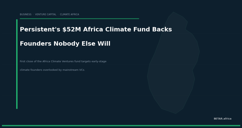 Persistent's $52M Africa Climate Fund Is Backing the Founders Nobody Else Will — BETAR.africa
