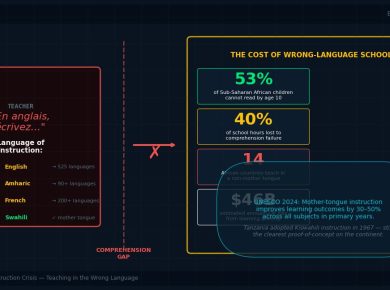 African children in a classroom experiencing language of instruction barriers — BETAR.africa
