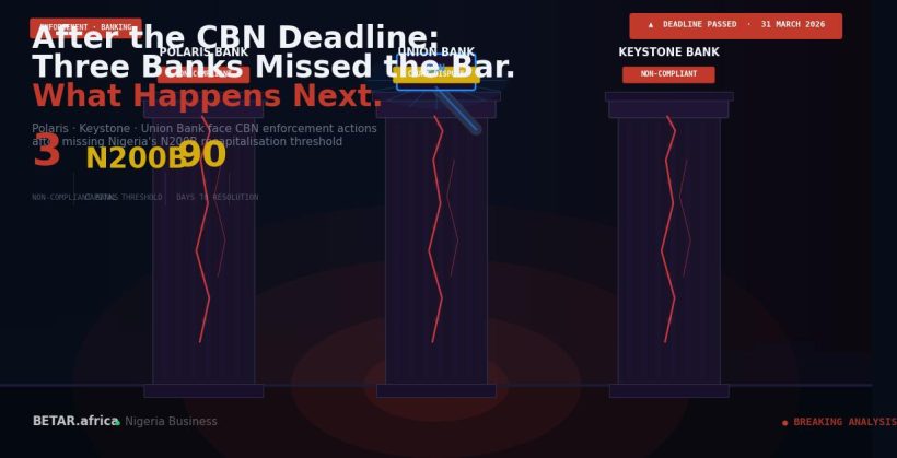 Nigeria bank recapitalisation CBN enforcement aftermath April 2026 — which banks missed the deadline